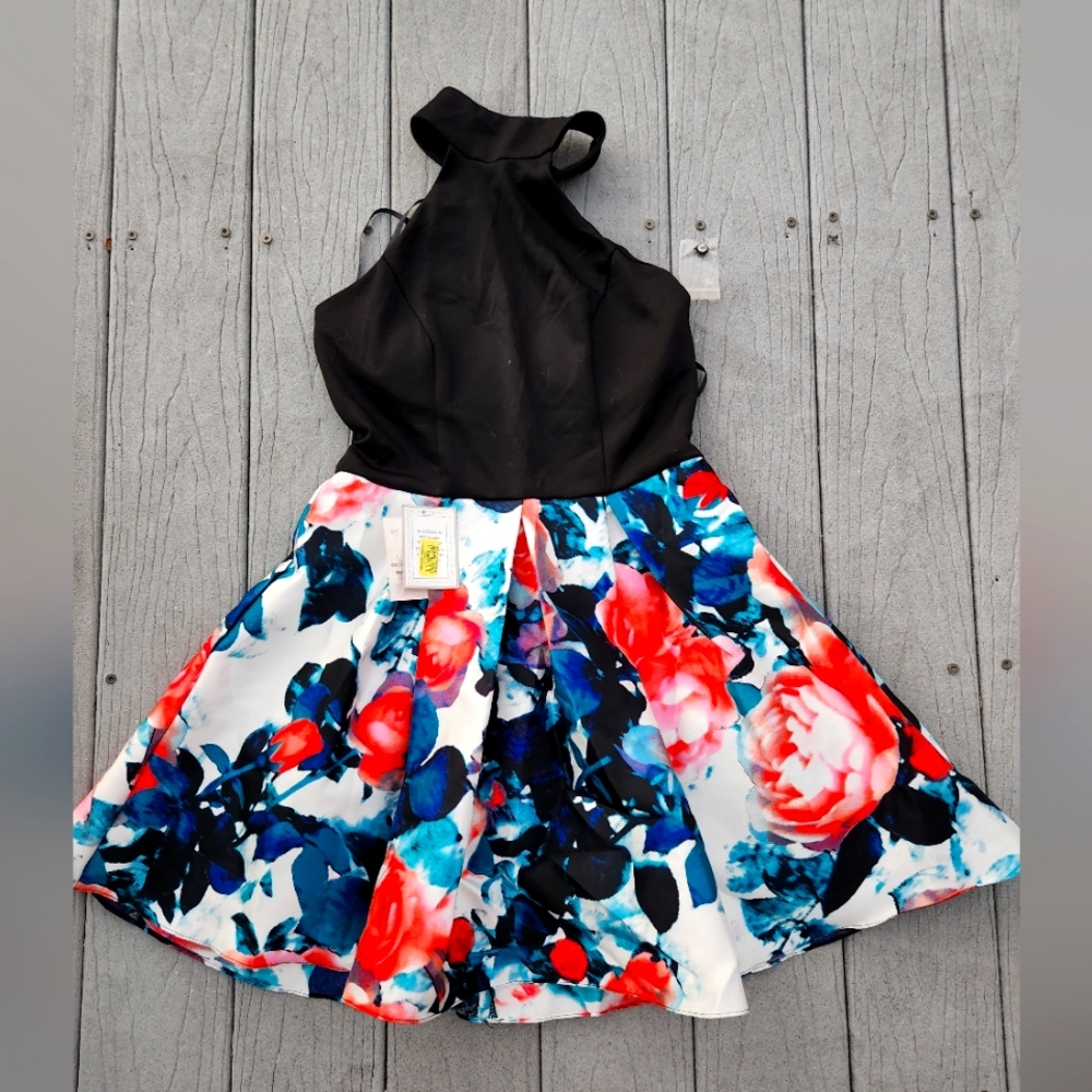 B Darlin Floral Halter Cocktail/ Party/ Prom Dress